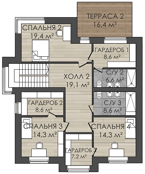 Двухэтажный дом  273 кв.м