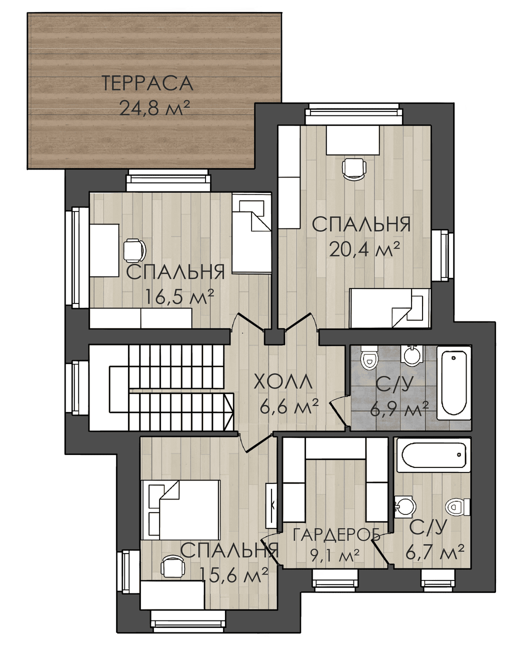 Двухэтажный дом 217 кв.м - Каталог проектов «Arnum»