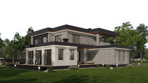 Двухэтажные Двухэтажный дом 485 кв. м. с гаражом хайтек 485 кв м - от компании «Arnum» в Казани и Москве