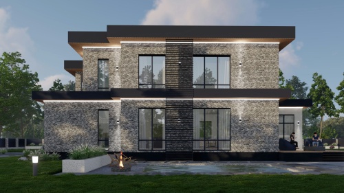 Двухэтажные Двухэтажный дом 485 кв. м. с гаражом хайтек 485 кв м - от компании «Arnum» в Казани и Москве