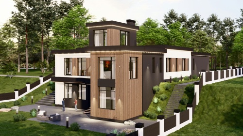 Двухэтажные Двухэтажный дом 468 кв. м. хайтек 468 кв м - от компании «Arnum» в Казани и Москве