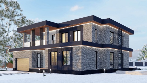 Двухэтажные Двухэтажный дом 485 кв. м. с гаражом хайтек 485 кв м - от компании «Arnum» в Казани и Москве