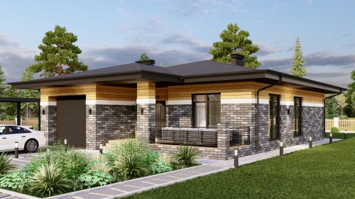 Одноэтажные Одноэтажный дом 157 кв. м. с гаражом и сауной 157 кв м - от компании «Arnum» в Казани и Москве