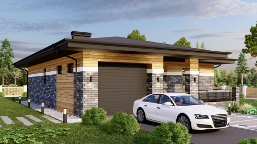 Одноэтажные Одноэтажный дом 157 кв. м. с гаражом и сауной 157 кв м - от компании «Arnum» в Казани и Москве