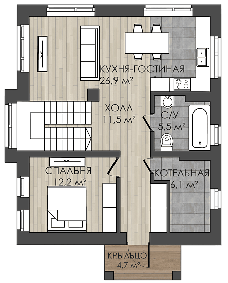 Двухэтажный дом 128 кв.м