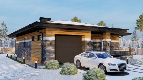 Одноэтажные Одноэтажный дом 157 кв. м. с гаражом и сауной 157 кв м - от компании «Arnum» в Казани и Москве