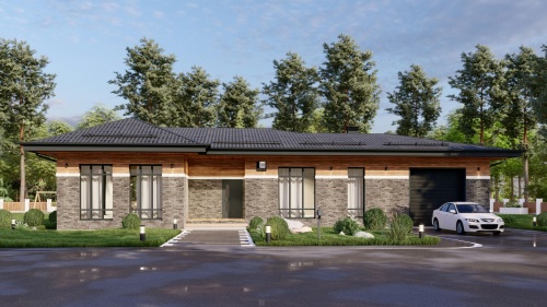 Одноэтажные Одноэтажный дом 201 кв. м. с гаражом 201 кв м - от компании «Arnum» в Казани и Москве