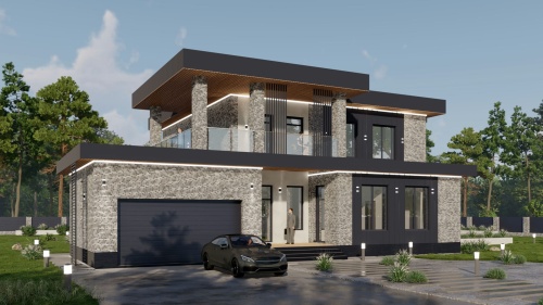 Двухэтажные Двухэтажный дом 485 кв. м. с гаражом хайтек 485 кв м - от компании «Arnum» в Казани и Москве