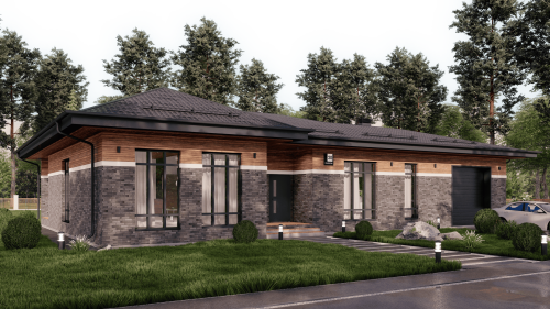 Одноэтажные Одноэтажный дом 201 кв. м. с гаражом 201 кв м - от компании «Arnum» в Казани и Москве